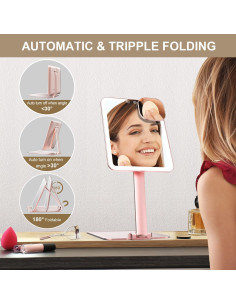 Espejo de Maquillaje Mocado Plegable Triple con Luz LED 2