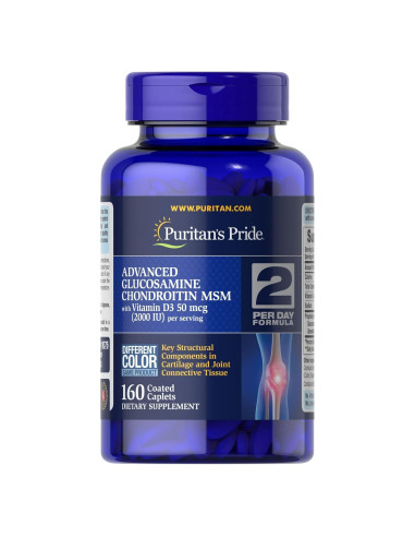 Suplemento de Glucosamina Condroitina MSM Puritan's Pride 160 Tabletas