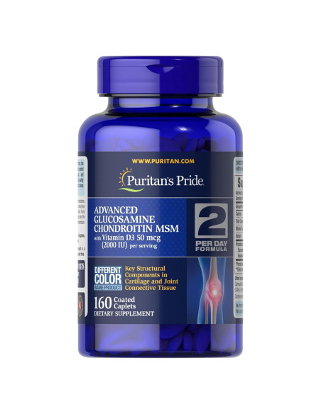 Suplemento de Glucosamina Condroitina MSM Puritan's Pride 160 Tabletas Suplemento de Glucosamina Condroitina MSM Puritan's Pride 160 Tabletas