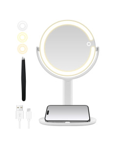 Espejo de Maquillaje MOMOKUBA 30x22cm Doble Cara con Luz