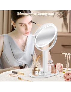 Espejo de Maquillaje MOMOKUBA 30x22cm Doble Cara con Luz 2