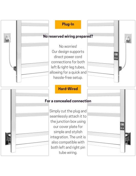 Calentador de Toallas Peaktrivol 8-Bar Acero Inoxidable 304