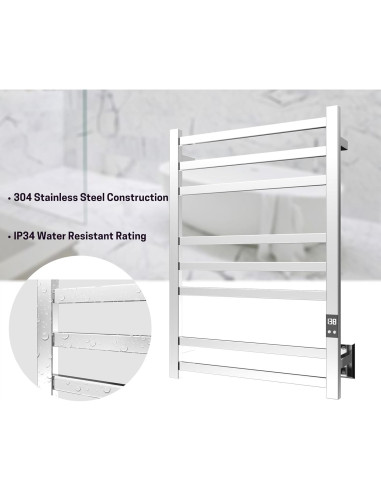 Calentador de Toallas Peaktrivol 8-Bar Acero Inoxidable 304