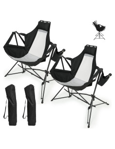 Silla de Camping Plegable Villeston - Juego de 2 Adultos Negro
