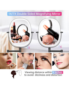 Espejo de Maquillaje FUNTOUCH Pared 1X/7X Luz Regulable 2