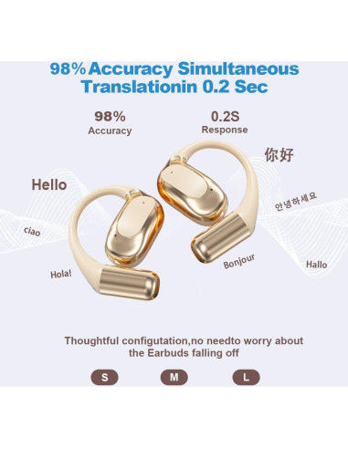 Auriculares Traductores AI HYGAMOCC 144 Idiomas Bluetooth