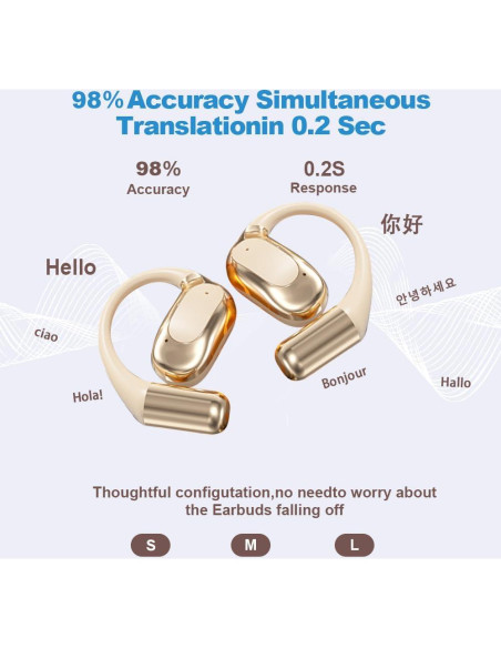 Auriculares Traductores AI HYGAMOCC 144 Idiomas Bluetooth