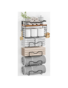 Soporte de Toalla LIDTOP 6 Niveles Metal y Madera