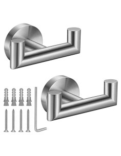 Ganchos Doble Kwanicas Acero Inoxidable Cepillado 2 Paquete
