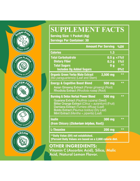 Yerba Mate Instantáneo Fergomuka 4000mg - 30 Paquetes Sin Azúcar