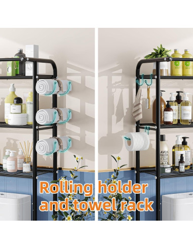 Estante de baño Simple Trending 3 niveles negro ahorrador de espacio