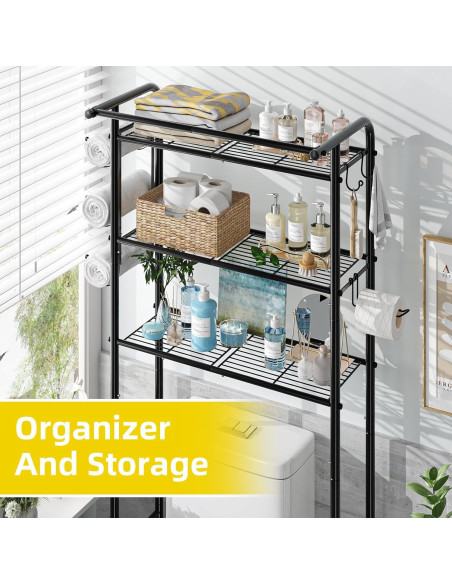 Estante de baño Simple Trending 3 niveles negro ahorrador de espacio