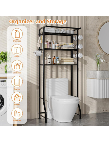 Estante de baño Simple Trending 3 niveles negro ahorrador de espacio