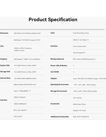 Beelink SER8 Mini PC Ryzen 7 32GB RAM 1TB SSD 4K 144Hz