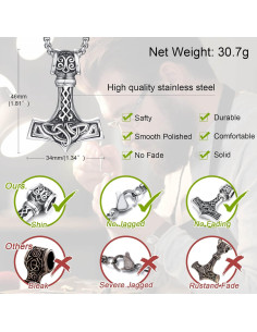 Collar Martillo de Thor Viking Hisatan Acero Inoxidable 61 cm 2