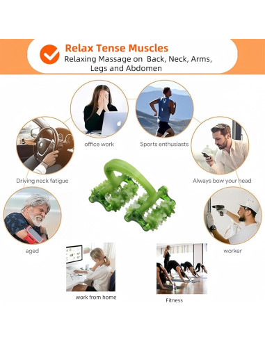 Rodillo de Masaje Bolithui 20 Rodillos Ergonómico Verde