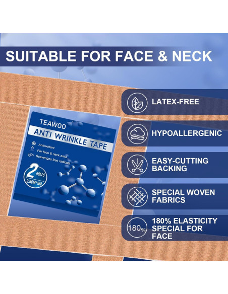 Cinta Facial Antiarrugas TEAWOO | 2 Rollos Beige