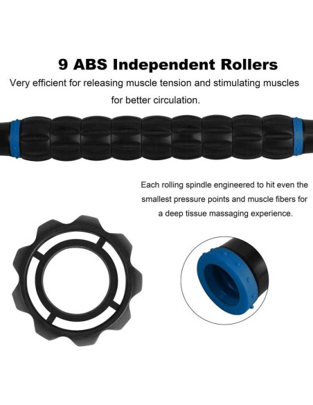 Bastón de Masaje Yansyi - Rodillo Muscular Azul 44x4 cm