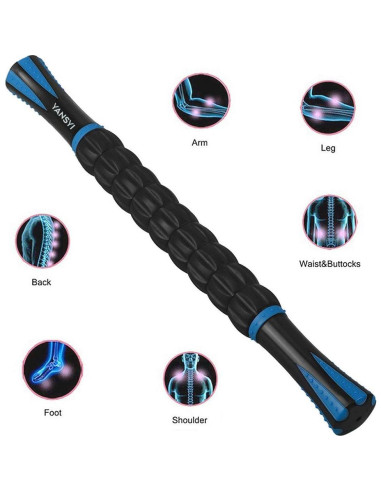 Bastón de Masaje Yansyi - Rodillo Muscular Azul 44x4 cm
