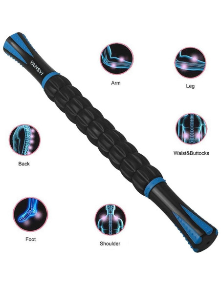 Bastón de Masaje Yansyi - Rodillo Muscular Azul 44x4 cm