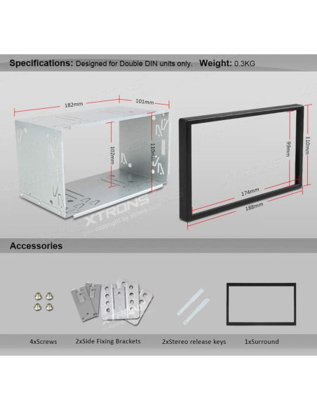 Soporte Estéreo Doble Din XTRONS 182x101 mm Universal
