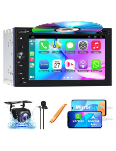 Estéreo de coche Double Din 7" con Carplay y Bluetooth