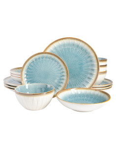 Juego de vajilla Gibson Elite Mayfair Bay 16 piezas azul