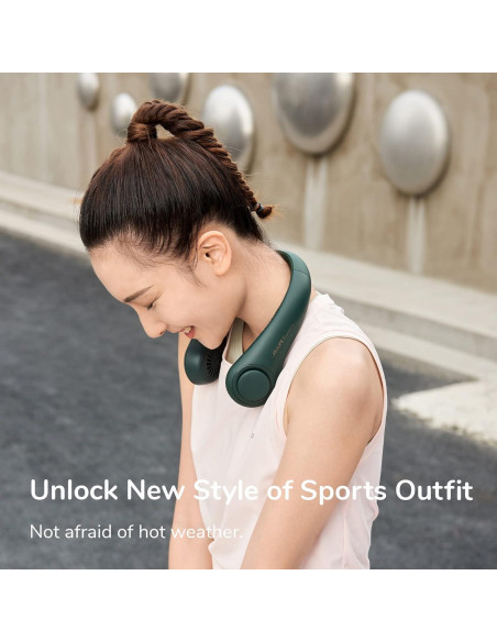 Ventilador de Cuello JISULIFE FA12B Portátil 3 Velocidades Verde