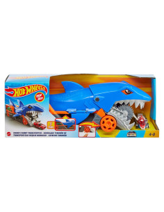Transportador Shark Chomp Hot Wheels + coche 1:64 + 5 vehículos
