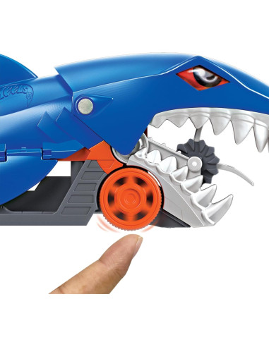 Transportador Shark Chomp Hot Wheels + coche 1:64 + 5 vehículos