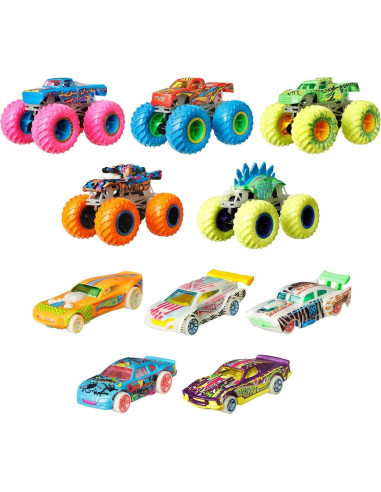 Hot Wheels Camiones Monstruo 10-Pack Brillan en la Oscuridad