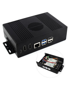 Carcasa M.2 NVMe PCIe Waveshare Pi5 con 2 HDMI 4K