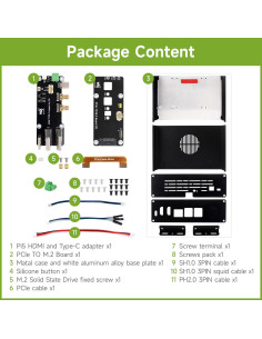 Carcasa M.2 NVMe PCIe Waveshare Pi5 con 2 HDMI 4K 2