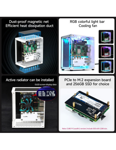 Caja Mini Torre Yahboom para Raspberry Pi 5 con RGB