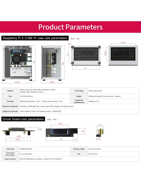 Caja Mini Torre Yahboom para Raspberry Pi 5 con RGB