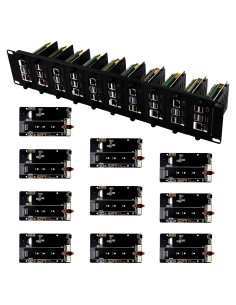 Soporte Rack 19" 2U GeeekPi para Raspberry Pi 5 con 10 Adaptadores SSD