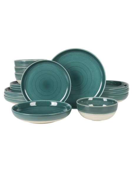 Gibson Elite Clarina Vajilla 16 Piezas Cerámica Verde