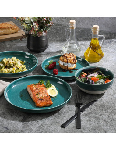 Gibson Elite Clarina Vajilla 16 Piezas Cerámica Verde