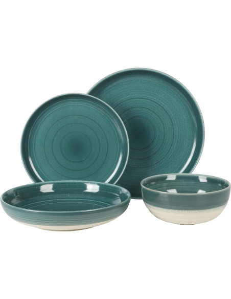 Gibson Elite Clarina Vajilla 16 Piezas Cerámica Verde