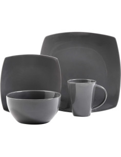 Juego de vajilla cuadrada Gibson Soho Lounge 16 piezas gris 2