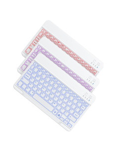 Teclado Bluetooth OMOTON Inalámbrico Recargable LED Blanco