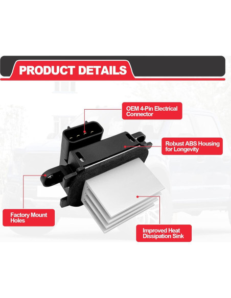 Resistor de Motor de Soplador HVAC RBOKO BL3Z-19E624-A Compatible Ford