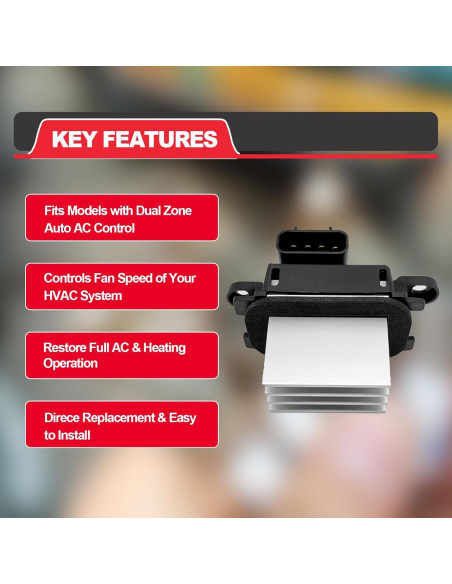 Resistor de Motor de Soplador HVAC RBOKO BL3Z-19E624-A Compatible Ford
