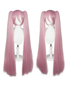 Peluca Rosa JoneTing 120 cm con Coletas y Gorro 2