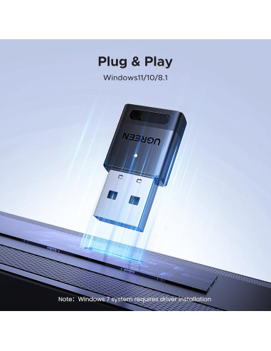 Adaptador Bluetooth USB UGREEN 5.4 para PC Plug and Play