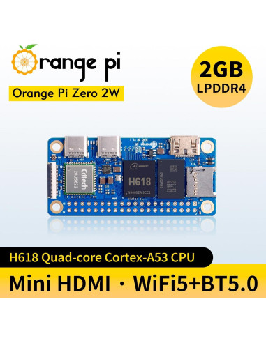Orange Pi Zero 2W 2GB Quad Core 1.5GHz WiFi 5.0 Bluetooth 5.0