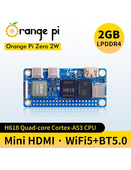Orange Pi Zero 2W 2GB Quad Core 1.5GHz WiFi 5.0 Bluetooth 5.0