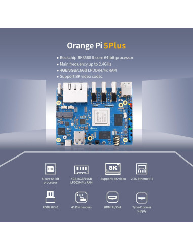 Computadora de Placa Única Orange Pi 5 Plus 16GB+256GB