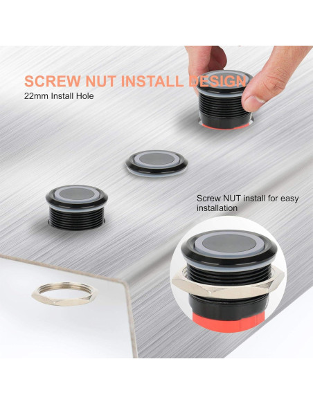 Interruptor de Botón de Presión APIELE 10A 12V LED Impermeable