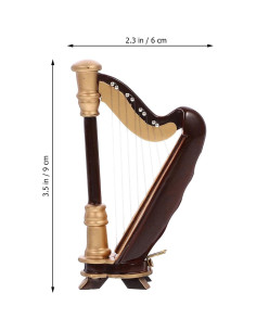 Mini Arpa de Madera TOYANDONA 9x6cm Decoración Vintage 2